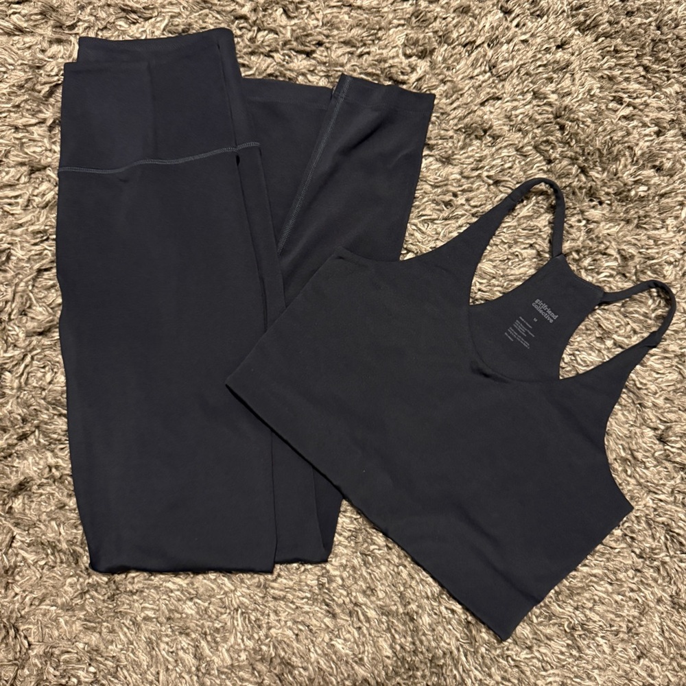 Girlfriend Collective Midnight Black Activewear Legging & Bra Set